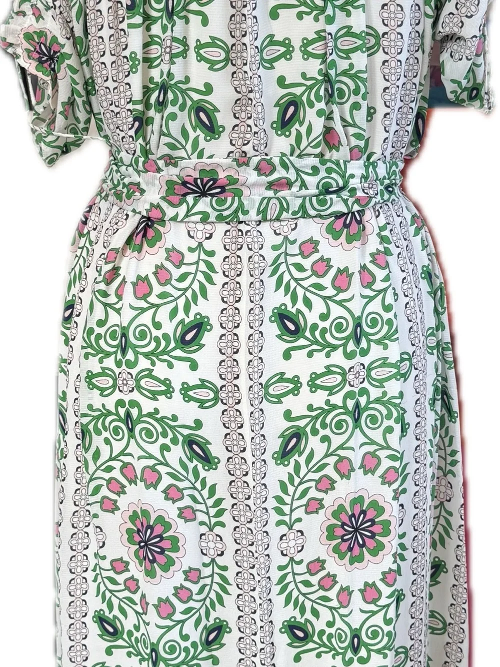 Tory Burch Asilomar Garden Party Printed Silk Belted Midi Dress
